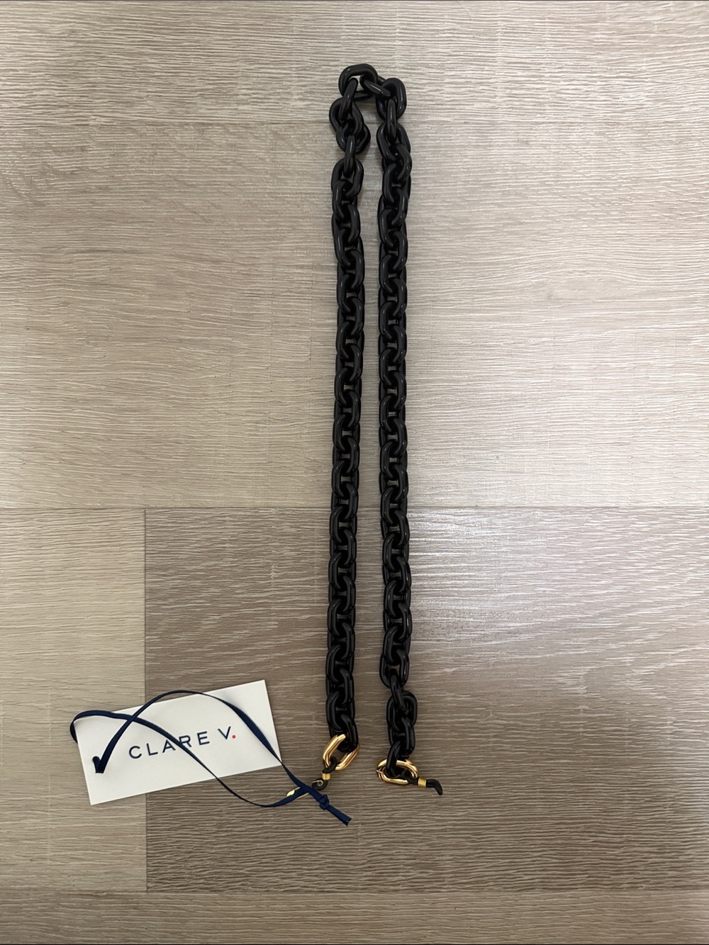 Clare V Black Mini Resin Link Strap for sunglasses